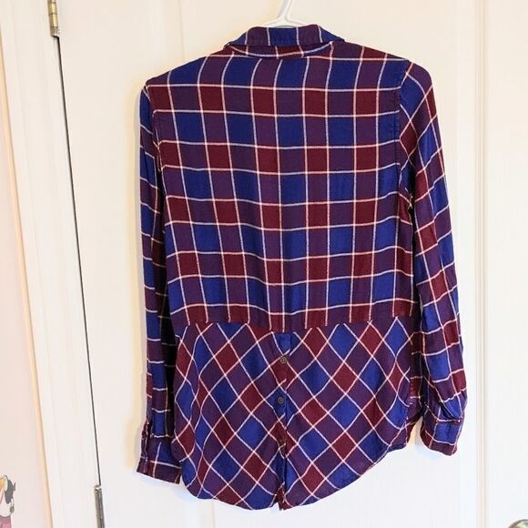 Lucky BRAND Plaid Flannel Button Down Tunic size small @G - Picture 2 of 8